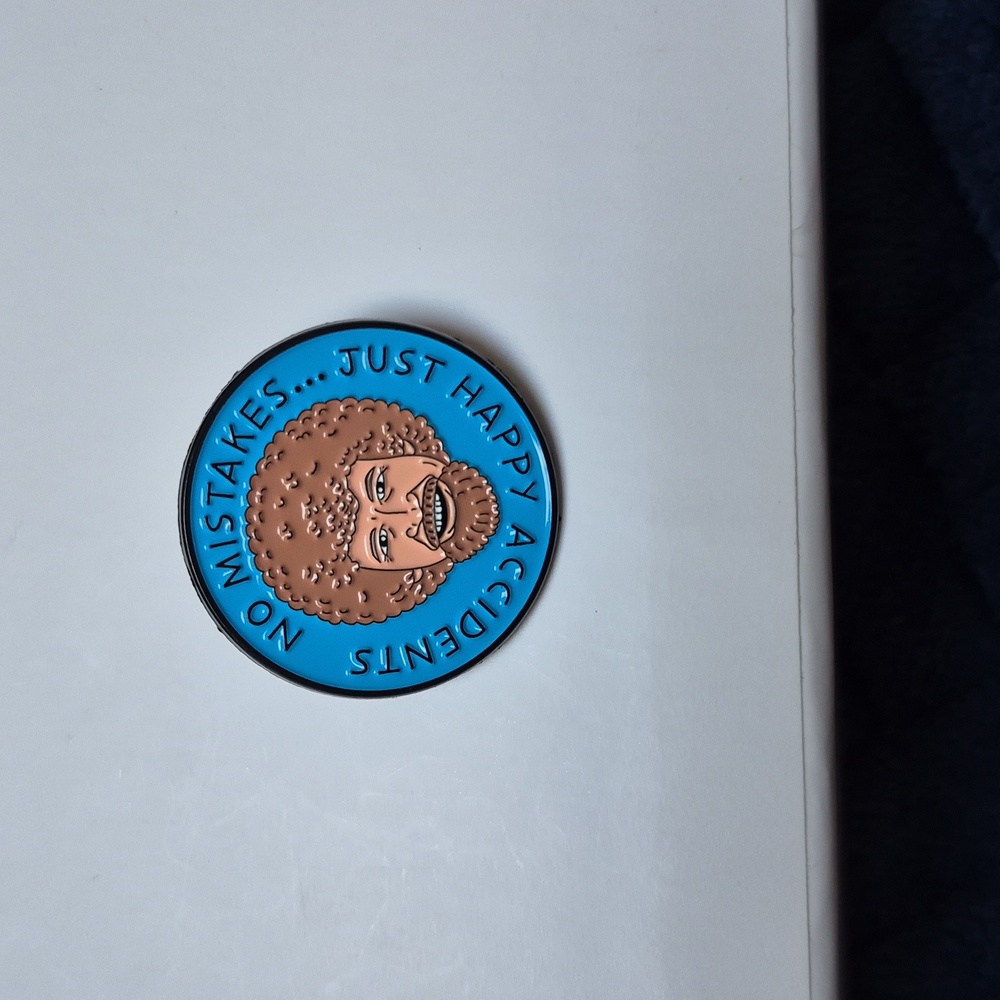 2/$20 Bob Ross "No Mistakes, Just Happy Accidents" Enamel Pin, NWOT - Picture 6 of 6